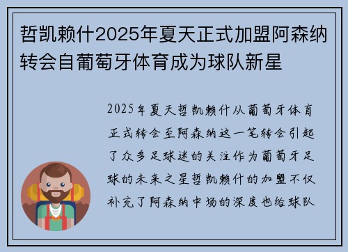 哲凯赖什2025年夏天正式加盟阿森纳转会自葡萄牙体育成为球队新星